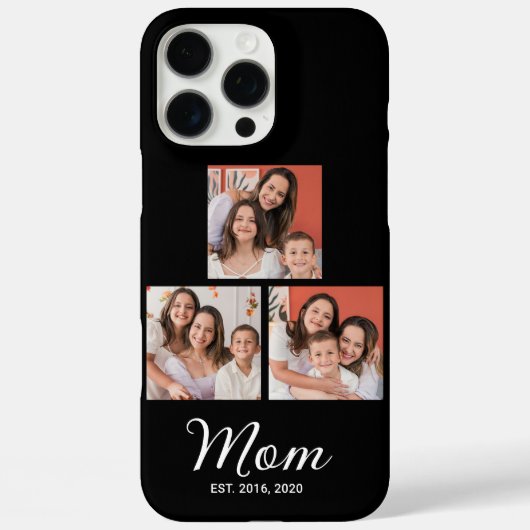 Moeder Modern Schrift Zwart 3 Foto Hoes-M Case-Mate iPhone Case (Achterkant)