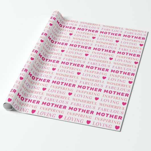 Moeder Modern Typografie Heart Cadeaupapier (Uitgerold)