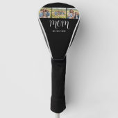 Moeder Modern Vet Script Zwart 3 Foto Golfheadcover (Voorkant)