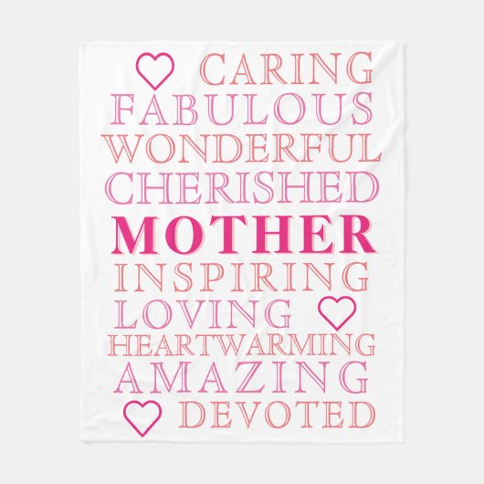 Moeder moderne typografie roze hart fleece deken (Voorkant)