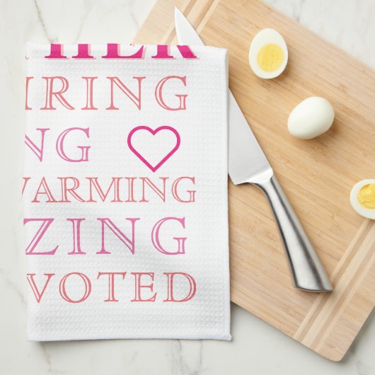 Moeder moderne typografie roze hart theedoek (Quarter Fold)