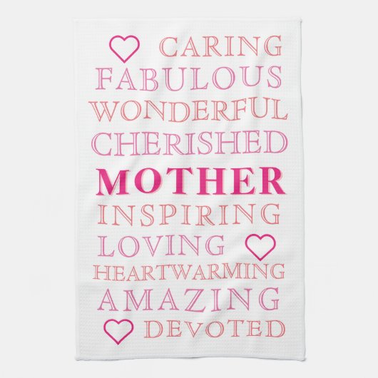 Moeder moderne typografie roze hart theedoek (Verticaal)