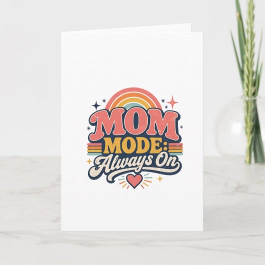 Moeder Modus Altijd Aan Retro Moederdag Cadeau Kaart (Voorkant)