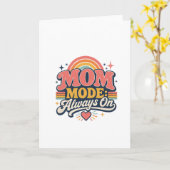 Moeder Modus Altijd Aan Retro Moederdag Cadeau Kaart (Gele Bloem)