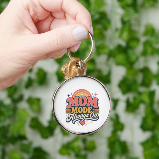 Moeder Modus Altijd Aan Retro Moederdag Cadeau Sleutelhanger (Hand)