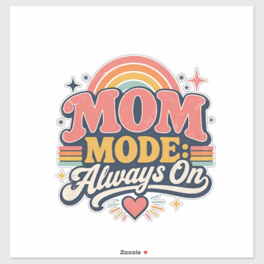 Moeder Modus Altijd Aan Retro Moederdag Cadeau Sticker (Vel)