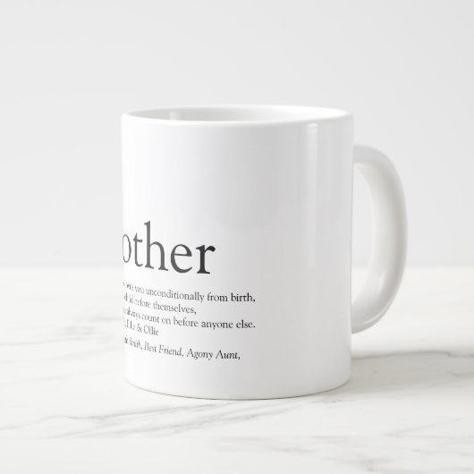 Moeder Moeder Definitie Citaat Pret Zwart En Wit Grote Koffiekop (Voorkant rechts)