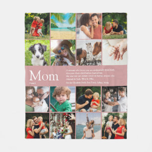 Moeder Moeder Definitie Foto Collage Stof Roze Fleece Deken