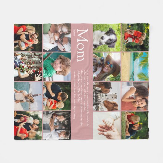 Moeder Moeder Definitie Foto Collage Stof Roze Fleece Deken (Voorkant (Horizontaal))