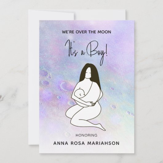 * Moeder Moeder houdt Baby Moon Crater Shower Boy  Kaart (Voorkant)