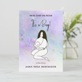 * Moeder Moeder houdt Baby Moon Crater Shower Boy  Kaart (Staand voorkant)