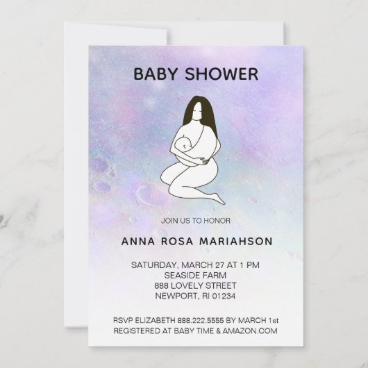 * Moeder Moeder houdt Baby Moon Crater Shower Boy  Kaart (Achterkant)