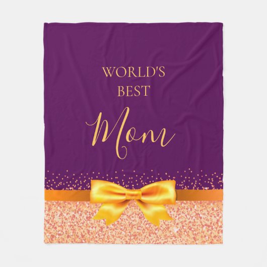 Moeder Moeder Moeder Moeder paarse roos gouden boo Fleece Deken (Voorkant)