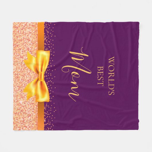 Moeder Moeder Moeder Moeder paarse roos gouden boo Fleece Deken (Voorkant (Horizontaal))