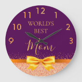 Moeder moeder paarse gouden strik grote klok (Voorkant)