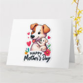 Moeder Moederdag Dierenhond Kaart (Gele Bloem)