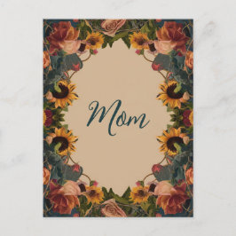 "Moeder" moederdag elegante zonnebloem Briefkaart