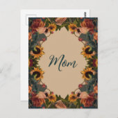 "Moeder" moederdag elegante zonnebloem  Briefkaart (Voorkant / Achterkant)