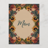 "Moeder" moederdag elegante zonnebloem  Briefkaart (Voorkant)