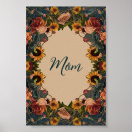 "Moeder" moederdag elegante zonnebloem  Poster