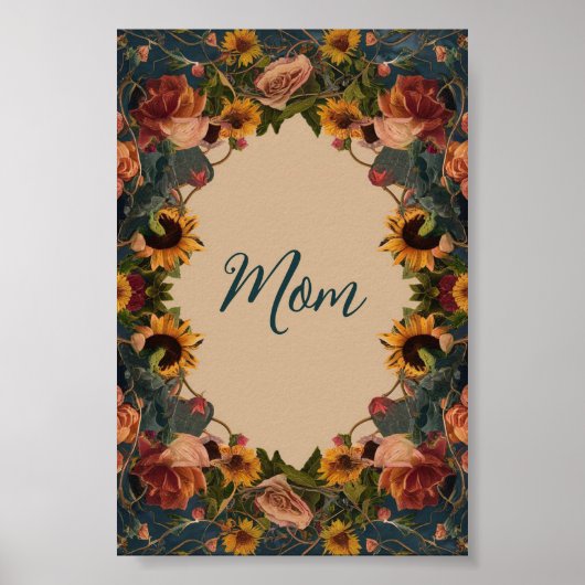 "Moeder" moederdag elegante zonnebloem  Poster (Voorkant)