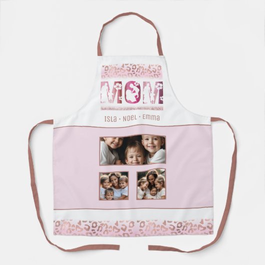 Moeder Moederdag Fotosjabloon Kinder namen Leopard Schort (Voorkant)