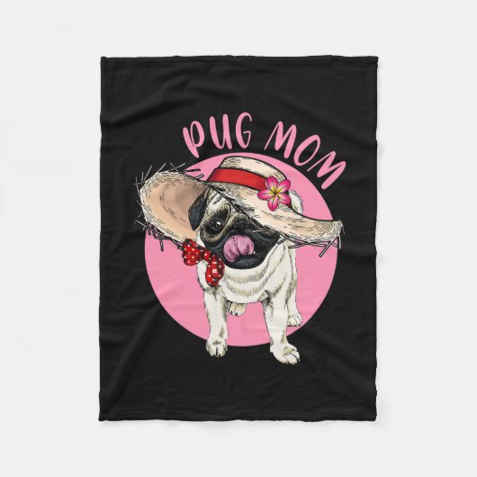 Moeder Moederdag Mama Moedertje Moeder Pug  Fleece Deken (Voorkant)