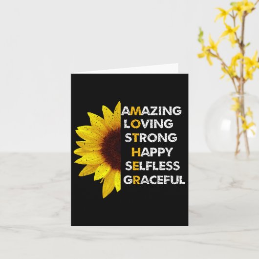 Moeder Moederdag Moeder Geweldig Lief Sterk Beste  Kaart (Gele Bloem)