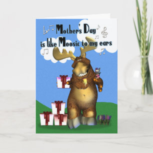Moeder, Moederdag Moose met geschenken Kaart