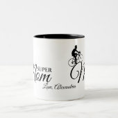 Moeder | Moederdag Zwarte Script Fietsrijder Tweekleurige Koffiemok (Center)