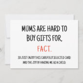 Moeder moeilijk te kopen voor Funny Mom Verjaardag Kaart (Voorkant)