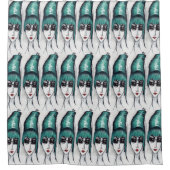 Moeder Monster Blauwgroen bijenkorf Tekening oorsp Douchegordijn (Voorkant)