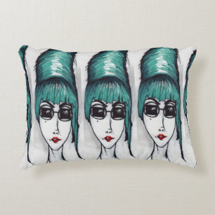 Moeder Monster Teal Bijenkorf Tekening Originele K Decoratief Kussen