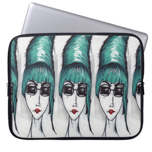 Moeder Monster Teal Bijenkorf Zonnebril Teken Kuns Laptop Sleeve