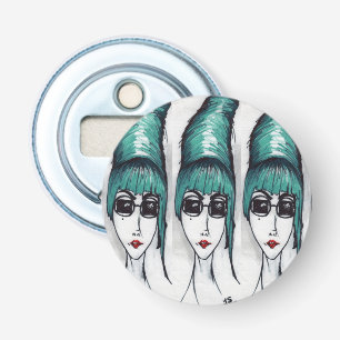 Moeder Monster Teal Bijenkorf Zonnewijzer Teken Ku Button Flesopener