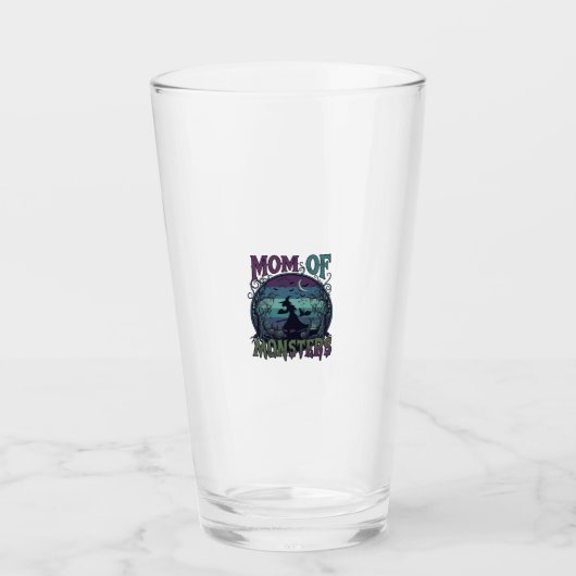 Moeder Monsters Halloween Heks Maan Pompoenen Begr Glas (Voorkant)