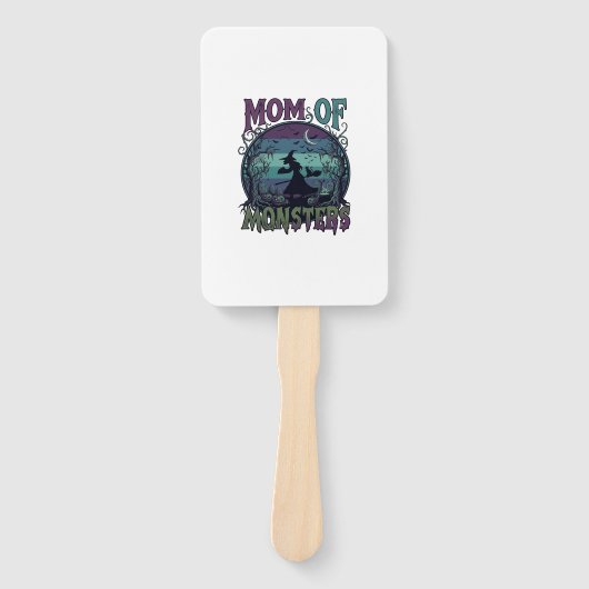 Moeder Monsters Halloween Heks Maan Pompoenen Begr Handwaaier (Voorkant)