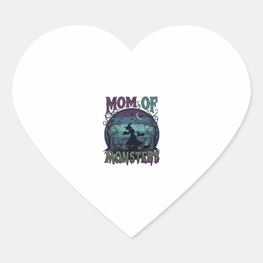 Moeder Monsters Halloween Heks Maan Pompoenen Begr Hart Sticker (Voorkant)