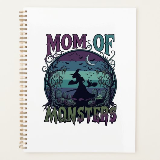 Moeder Monsters Halloween Heks Maan Pompoenen Begr Planner (Voorkant)