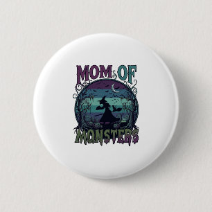 Moeder Monsters Halloween Heks Maan Pompoenen Begr Ronde Button 5,7 Cm