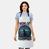 Moeder Monsters Halloween Heks Maan Pompoenen Begr Schort (Gedragen)