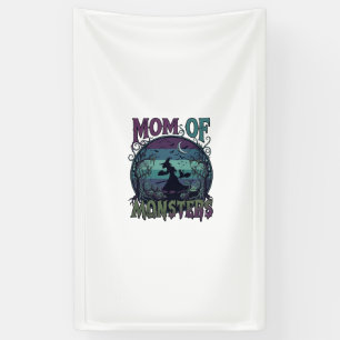 Moeder Monsters Halloween Heks Maan Pompoenen Begr Spandoek