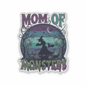 Moeder Monsters Halloween Heks Maan Pompoenen Begr Sticker (Voorkant)