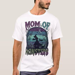 Moeder Monsters Halloween Heks Maan Pompoenen Begr T-shirt