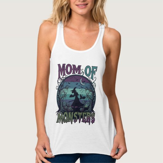 Moeder Monsters Halloween Heks Maan Pompoenen Begr Tanktop (Voorkant)