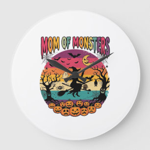 Moeder Monsters Halloween Heks Pompoenen Vleermuiz Grote Klok