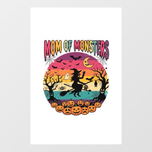 Moeder Monsters Halloween Heks Pompoenen Vleermuiz Raamsticker (Vel)