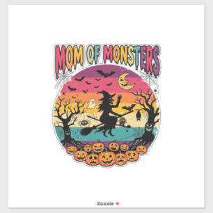 Moeder Monsters Halloween Heks Pompoenen Vleermuiz Sticker