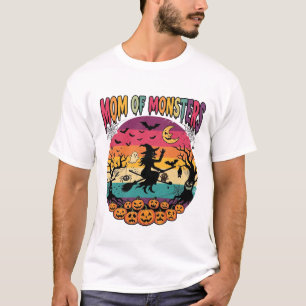Moeder Monsters Halloween Heks Pompoenen Vleermuiz T-shirt