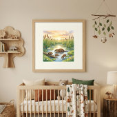 Moeder Muskusrat en Baby's Opvang Poster